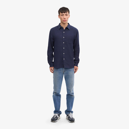 Organic Flannel Shirt - Navy Blue