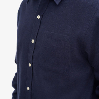 Organic Flannel Shirt - Navy Blue