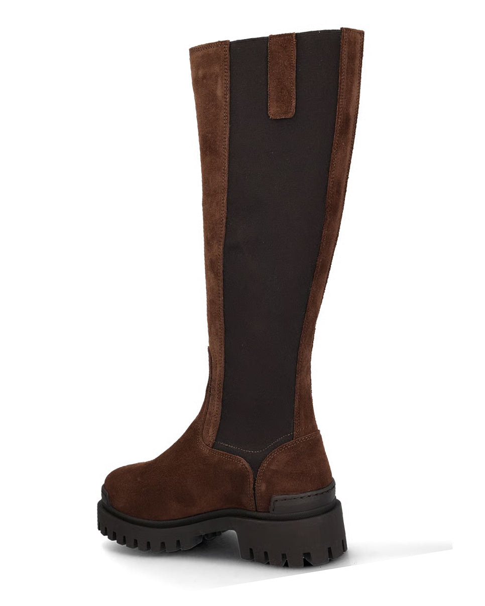Mandy Tall Suede Boots - Brown