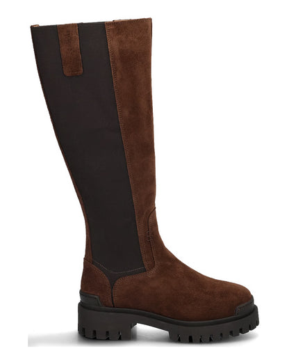 Mandy Tall Suede Boots - Brown