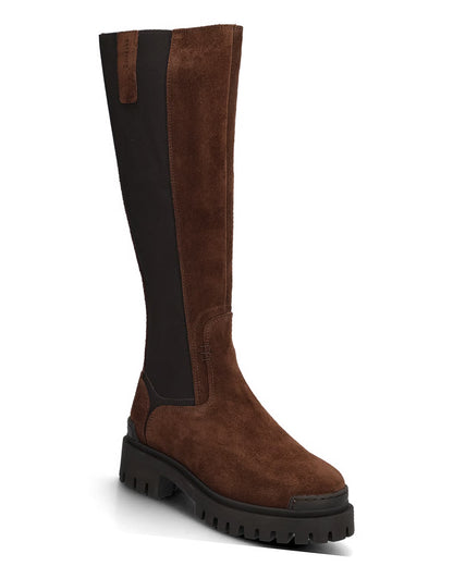 Mandy Tall Suede Boots - Brown