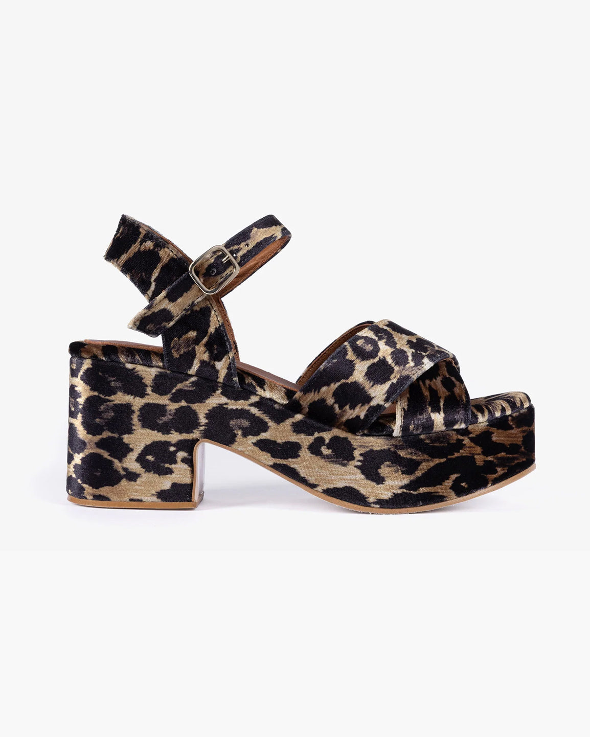 Azalea Leopard Velvet Sandal - Brown