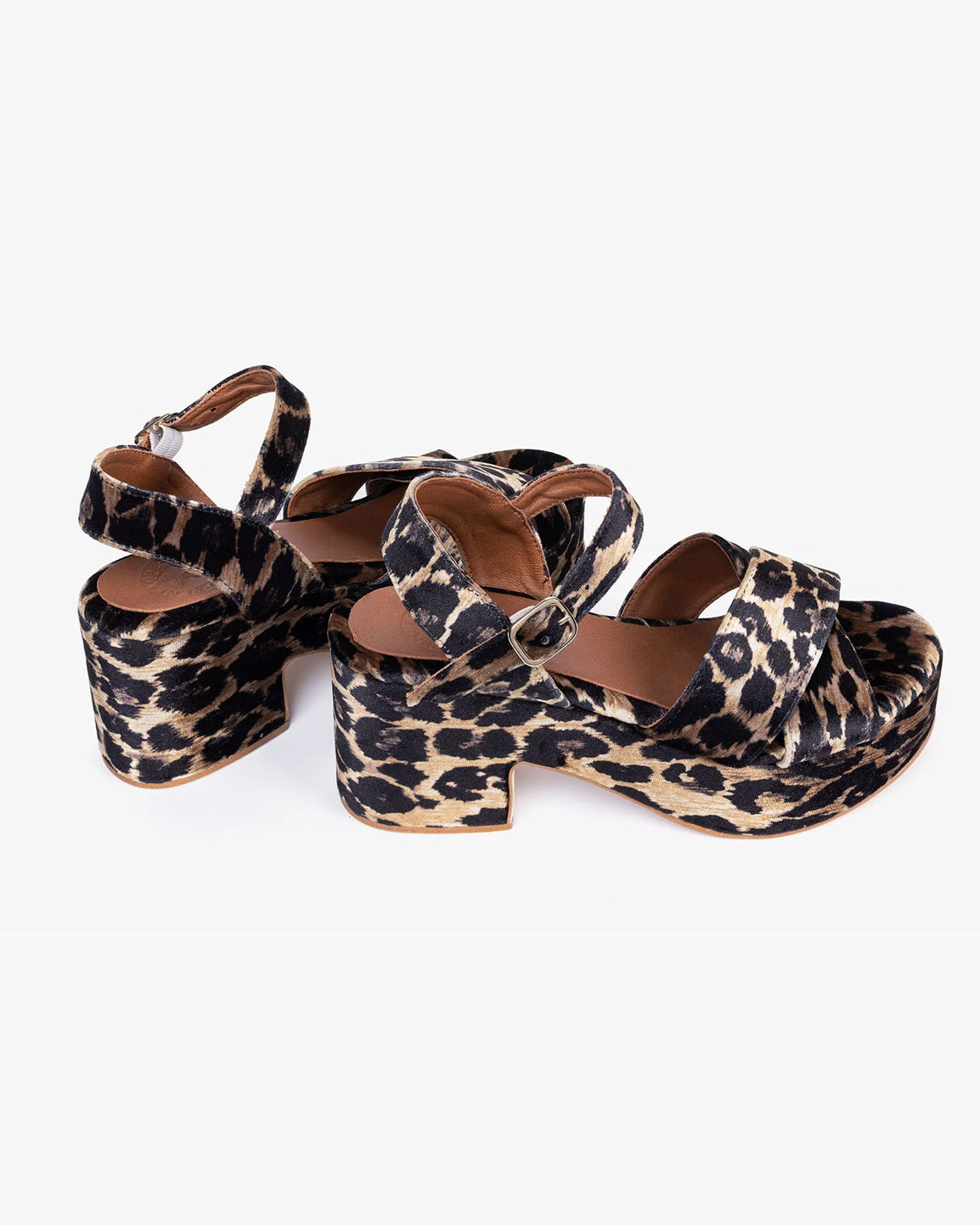 Azalea Leopard Velvet Sandal - Brown