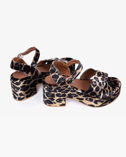 Azalea Leopard Velvet Sandal - Brown