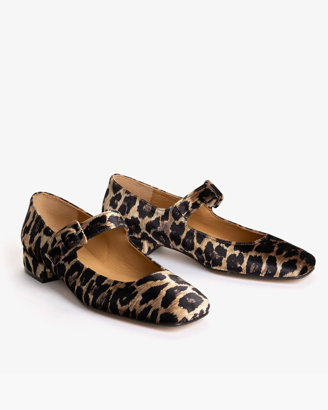 Low Mary Jane Leopard Velvet Shoe - Brown