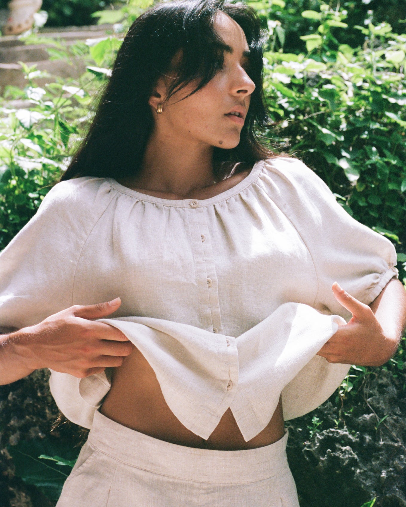 Pia Linen Top - Oatmeal