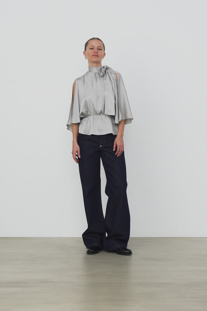 Butterfly Sleeved Blouse - Pearl Grey