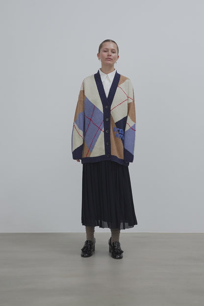 Oversized Cardigan In Wool Mix - Blue Sea