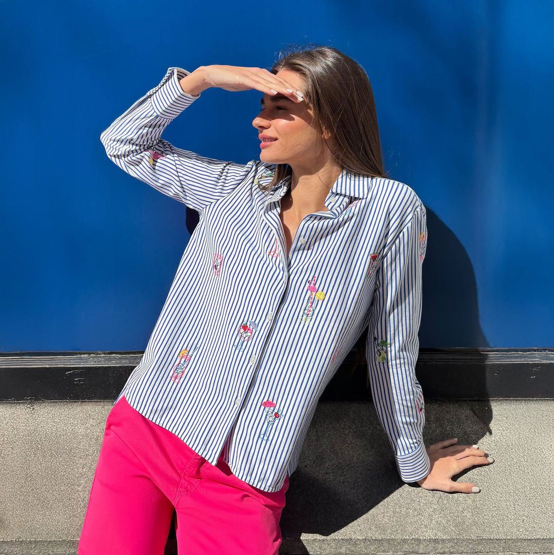 Issa Jersey Stripe Shirt - Blue Stripe