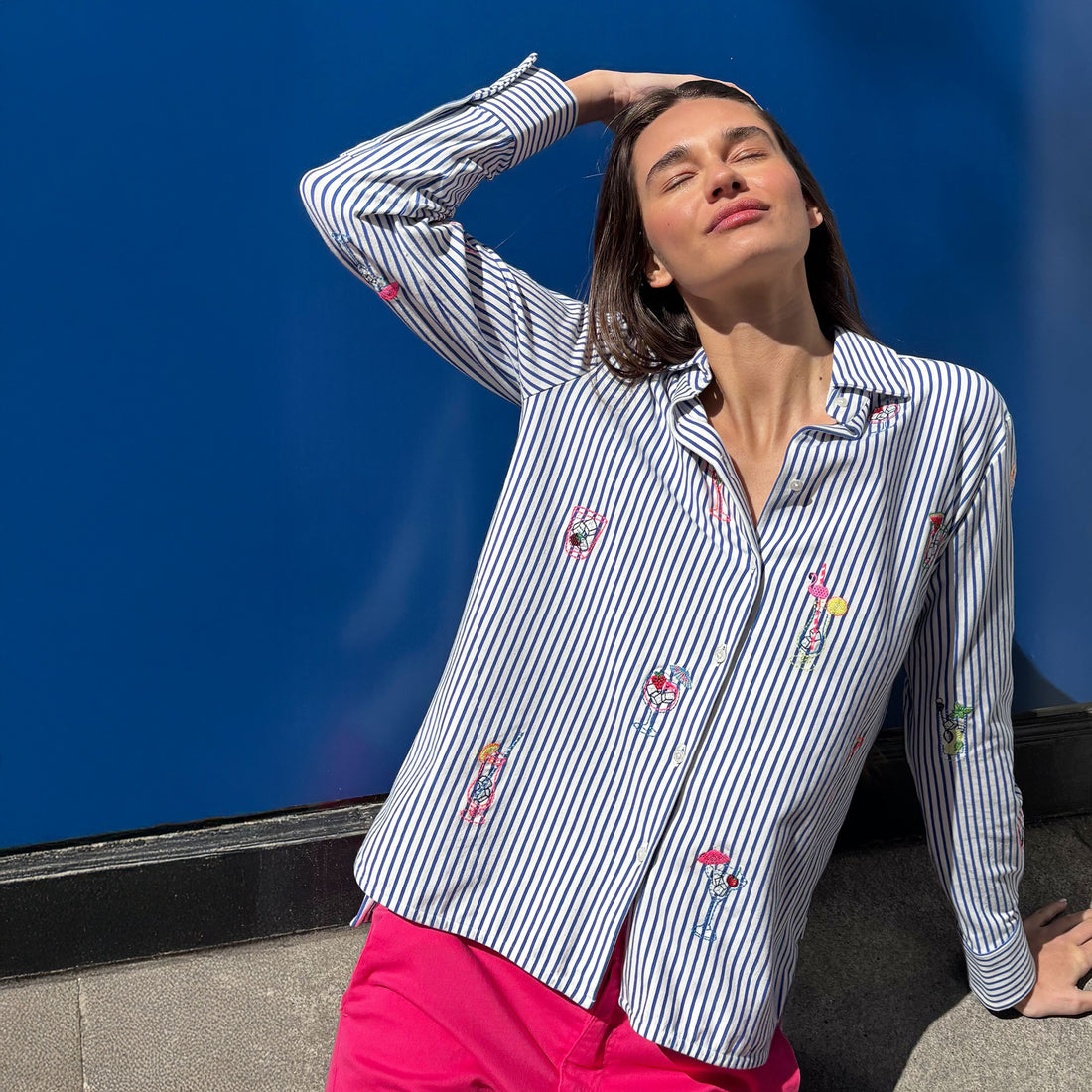 Issa Jersey Stripe Shirt - Blue Stripe