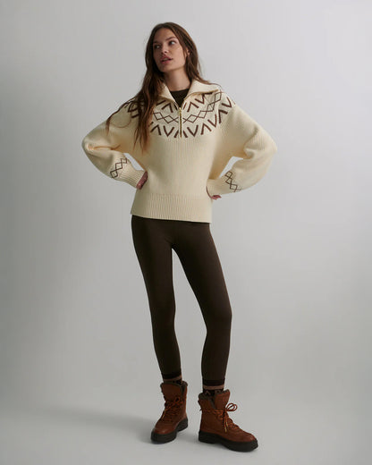 Sigrid Fairisle Half Zip Knit - Whitecap Grey