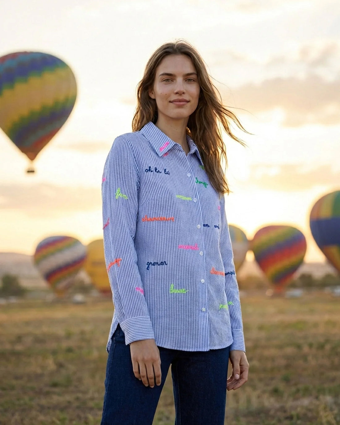 Mafalda Slogan Shirt - Blue Stripe