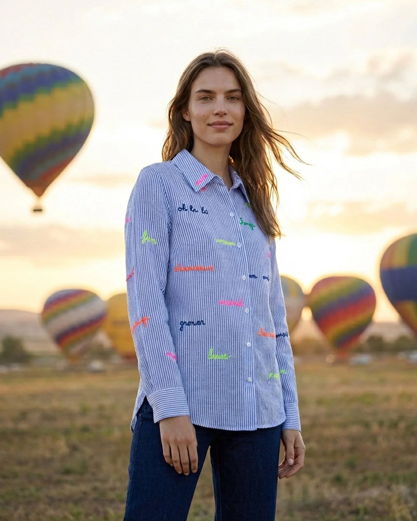 Mafalda Slogan Shirt - Blue Stripe