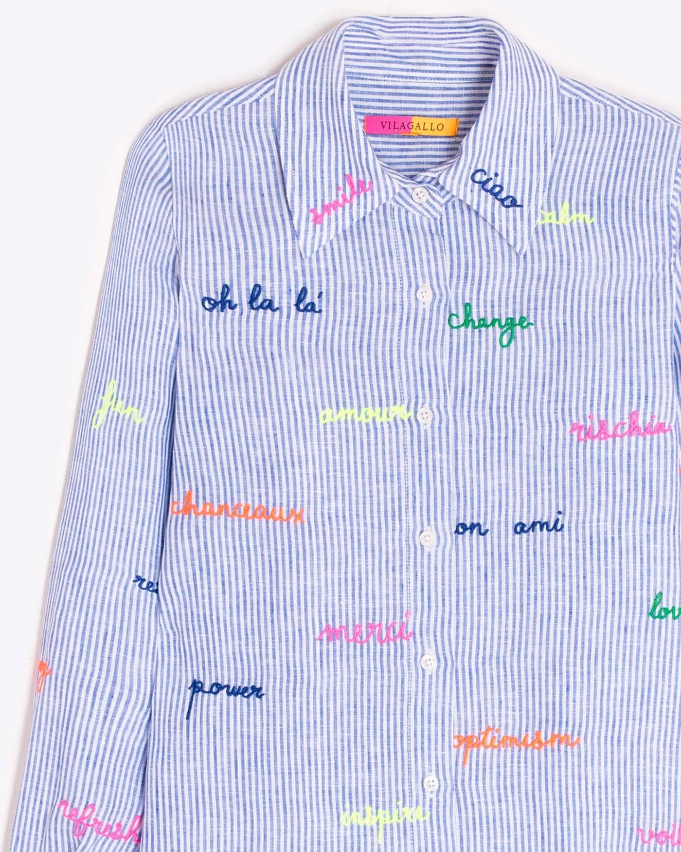 Mafalda Slogan Shirt - Blue Stripe